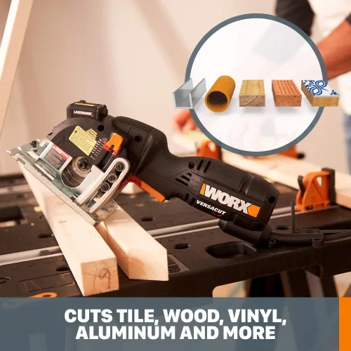Miniatura 5 de Worx WX420L 3 Amp Versacut Sierra circular compacta eléctrica de 3-3/8 pulgadas con tecnología de guía láser