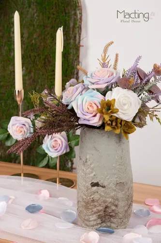 Miniatura 7 de MACTING 30 piezas Flores Rosas Artificiales de Tacto Real Flores Falsas con Tallo Rosas de Espuma para Bricolaje Ramo de Boda Centros de Mesa Fiesta