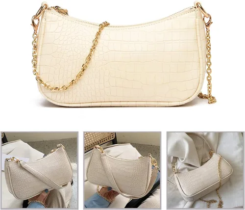 Miniatura 6 de Bolso de hombro de estilo clásico retro, para usar al hombro con cierre de cremallera para mujer