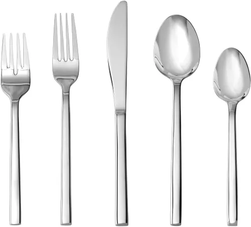 Miniatura 6 de FORTESSA Arezzo - Cubiertos de acero inoxidable 18/10, juego de 20 piezas con cuchillos de mesa, tenedores y cucharas (servicio para 4), apto