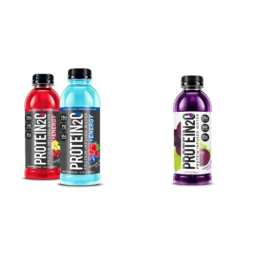 Miniatura 10 de Protein2o Paquete variado de agua con infusión de proteína de suero de leche, durazno mango y más sabores, botella de 16.9 onzas (12 unidades)