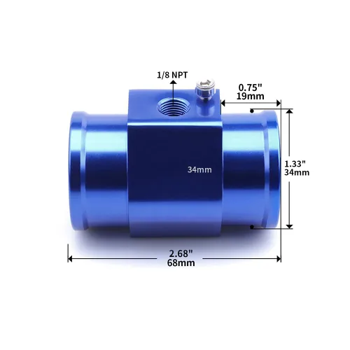 Miniatura 2 de Abrazadera de adaptador de sensor de radiador para tubo de junta de temperatura de agua de aluminio, medidor de temperatura, abrazadera azul de 34 mm