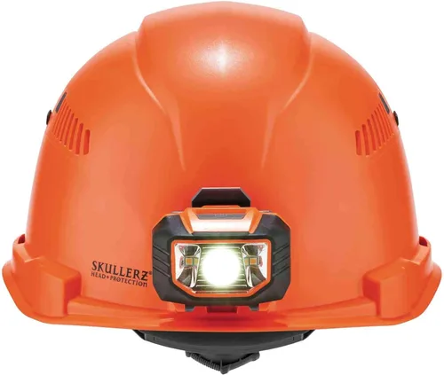 Miniatura 10 de Casco duro ventilado con luz, estilo gorra, suspensión de trinquete, Clase C, Ergodyne Skullerz 8972LED naranja