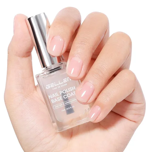 Miniatura 10 de GELLEN Esmalte de uñas transparente para capa final, esmalte de uñas brillante y regular, fórmula de calcio fortalece las uñas, secado rápido al