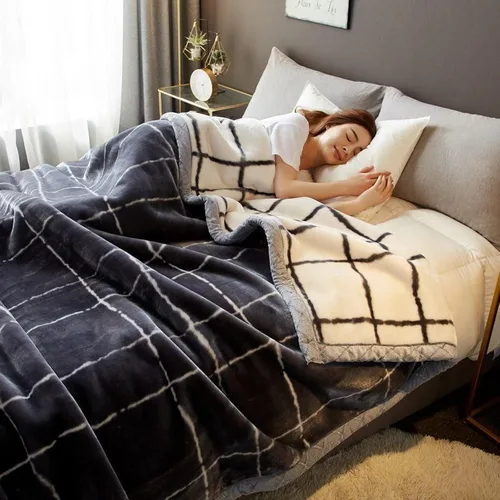 Miniatura 21 de LGYKUMEG - Manta de visón coreana de 59x79 pulgadas, manta suave y cálida de felpa sedosa - Manta reversible de 2 capas Raschel para cama individual