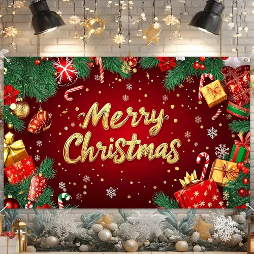 Miniatura 14 de BlissYard Telón de fondo de tren de Papá Noel, 71 x 43 pulgadas, pancarta de escena de Navidad de pan de jengibre, fondo de fotos para fiestas