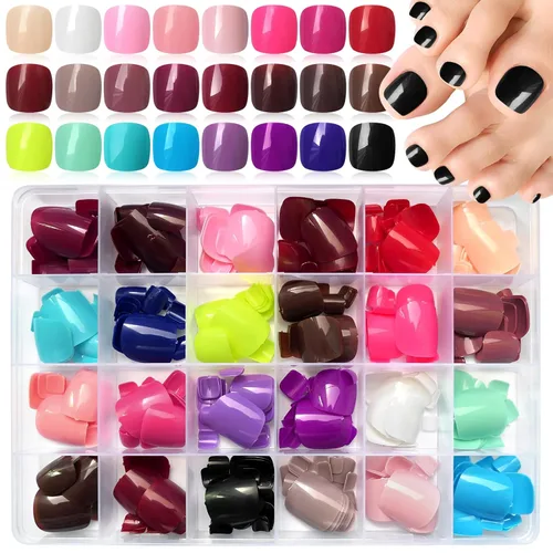 Miniatura 9 de LoveOurHome 576 uñas postizas de almendra, medianas, uñas postizas cortas de aguja acrílicas, uñas postizas de almendra, cobertura completa, uñas
