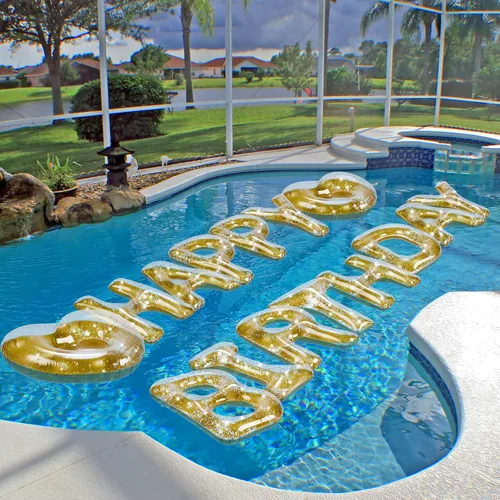 Miniatura 5 de Flotador inflable para piscina de cumpleaños, 15 unidades, con letras de corazón, para fiesta de piscina, globo grande de 20 pulgadas, decoración