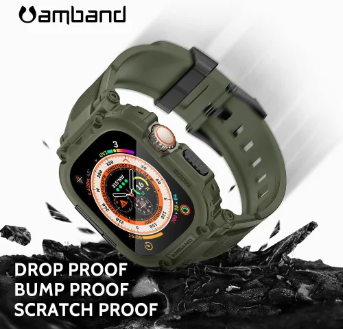 Miniatura 4 de amBand Bands - Funda protectora de pantalla compatible con Apple Watch Ultra 3/2/1 de 1.732 pulgadas, correa resistente M1 Sport Series y película