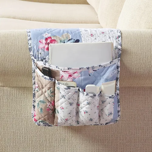 Miniatura 23 de Brilliant Sunshine - Organizador de apoyabrazos de sofá de terciopelo gris con 5 bolsillos, soporte antideslizante para sillón reclinable