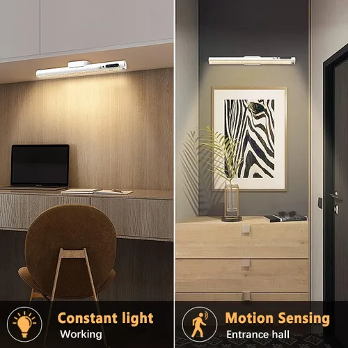 Miniatura 6 de Hapfish Barra de Luz LED con Sensor de Movimiento Interior, Iluminación Recargable Bajo Gabinete Inalámbrica, Luces de Pared Operadas por Batería