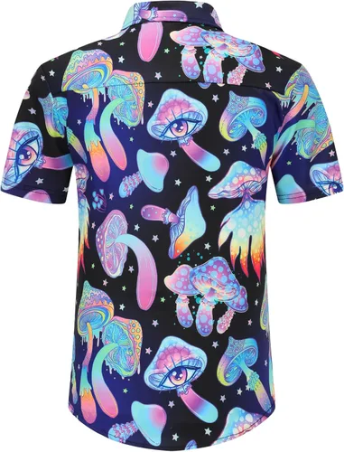 Miniatura 4 de ropa de festival para hombre, trajes de festival para hombres, trajes rave para hombres, camisa hawaiana de hongos para hombres, 01