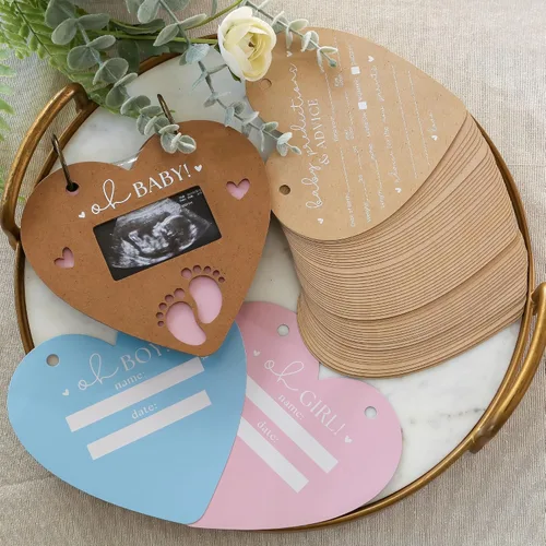 Libro de Tarjetas de Predicción de Baby Shower en Forma de Corazón, de Kate Aspen, Tarjetas de Consejos, Mejores Deseos, Decoración para Baby