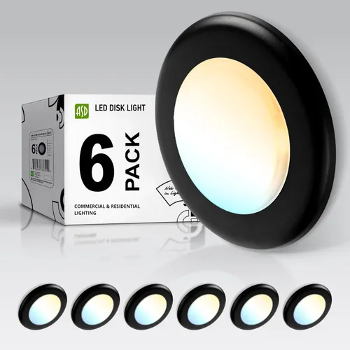 Miniatura 28 de ASD Paquete de 12 luces LED de disco de 6 pulgadas, 15 W 5000 K luz diurna 1300 LM CRI90+, luminaria empotrable regulable de techo, montaje en Blanco
