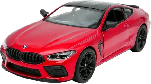 Miniatura 11 de KiNSMART BMW M8 Competition - Coche de juguete modelo de metal fundido a presión a escala 1:36 de 5 pulgadas, color negro y rojo con acción