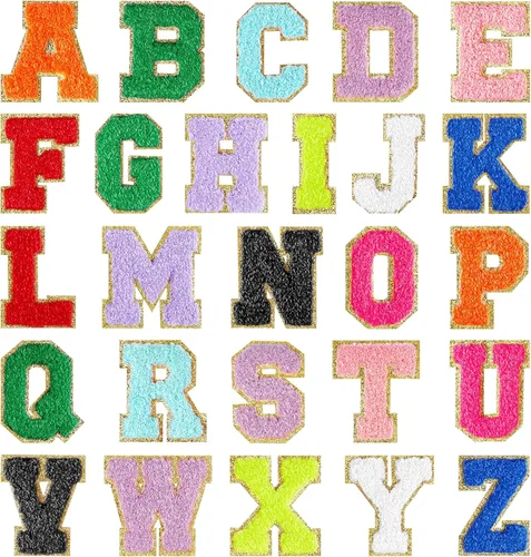 Miniatura 11 de Morcheiong 52 parches de letras de felpilla autoadhesivas de la A a la Z, letras de felpilla para ropa, tela, zapatos y bolsas (rosa claro)