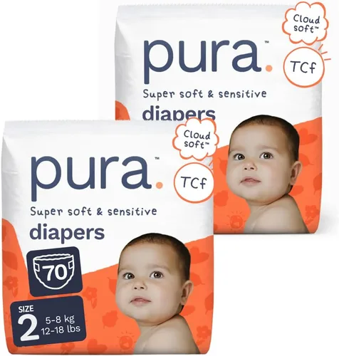 Miniatura 20 de Pura Pañales ecológicos talla 7 (33+libras) hipoalergénicos, TCF, algodón orgánico suave, sostenible, hasta 12 horas de protección contra fugas