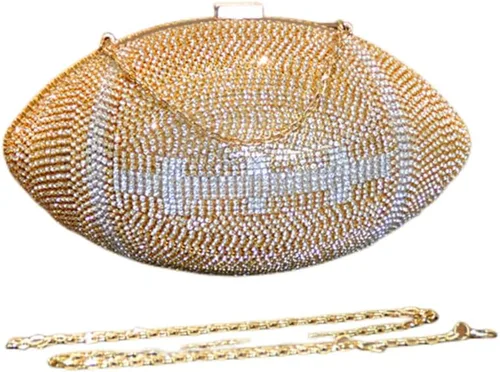 Miniatura 3 de UMREN Bolso cruzado con forma de baloncesto para mujer, con diamantes de imitación, bola redonda de cristal, bolso de mano para fiesta de boda