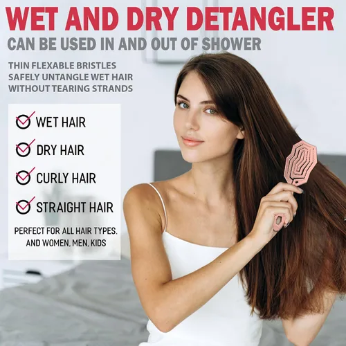 Miniatura 3 de Fiora Naturals Cepillo desenredante para el cabello para mujer, cepillo desenredante con cerdas suaves flexibles, se desliza suavemente a través