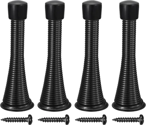 uxcell 4 topes de puerta de resorte, tope de puerta flexible de 3 pulgadas con parachoques de goma y tornillos para proteger la parte inferior de la