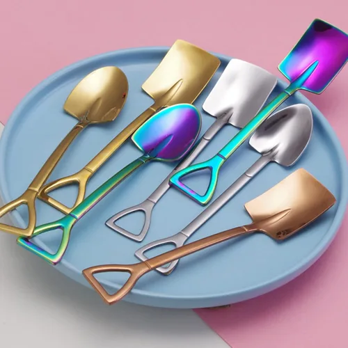 Miniatura 7 de 10 cucharas de pala de acero inoxidable, cucharas de postre reutilizables para café, té, helado, fruta y azúcar pastel