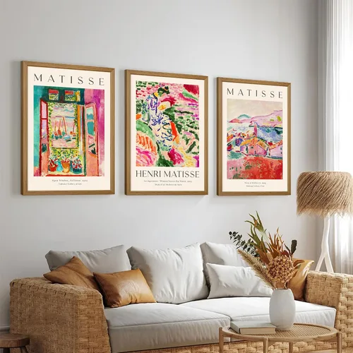 Miniatura 5 de Henri Matisse - Juego de 3 impresiones artísticas de pared de Matisse para decoración de pared, póster estético de lienzo colorido abstracto rosa