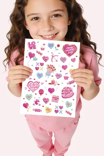 Tatuajes temporales para el día de San Valentín, estilo rosa intenso, tatuajes, decoración del día de los galentinos, recuerdo de fiesta, caramelo,