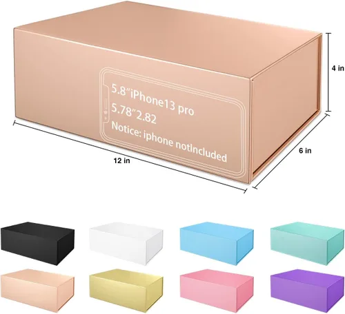 Miniatura 2 de Caja de regalo de 12 x 6 x 4 pulgadas con tapa de cierre magnético, caja de regalo para regalos, cajas de regalo de dama de honor, bonita caja
