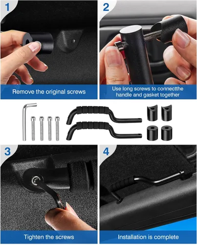 Miniatura 6 de Sunsdrew Asas de agarre para Ford Bronco 2021-2025 de 2 y 4 puertas, solo se ajustan a la barra antivuelco del asiento delantero, asas de agarre