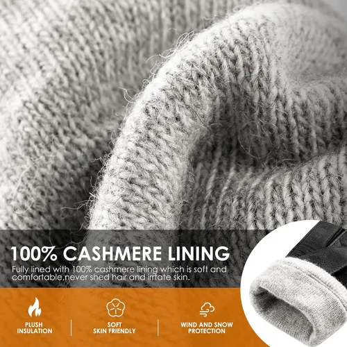 Miniatura 3 de Kalapa Guantes de piel de oveja genuina para hombre, guantes de invierno cálidos para pantalla táctil, guantes de motocicleta con forro de cachemira