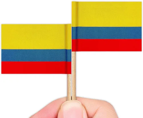 Miniatura 2 de ZXvZYT Bandera de Colombia - Banderas de palillos de dientes colombianos, mini adornos para cupcakes de Colombia, decoración de frutas y cóctel