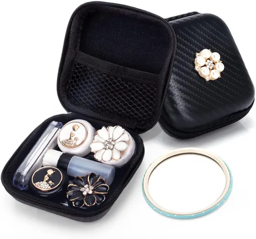 Miniatura 13 de ofone Estuche para lentes de contacto, estuches de lentes de contacto de estrellas, estuche de viaje con herramienta removedora, pinzas, solución