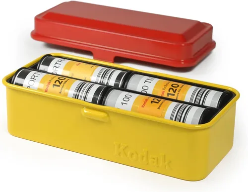 KODAK Estuche para películas 120/135 - para 8 rollos de películas de 120 / 10 rollos de películas de 35 mm - Estuche de acero retro para ordenar y