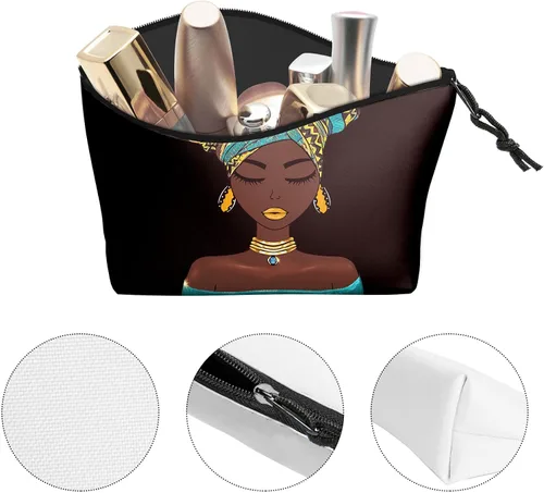 Miniatura 3 de Bolsa de maquillaje Melanin para mujer, bolsa de cosméticos impresa portátil, bolsa de aseo de viaje, bolsa organizadora de maquillaje para mujeres