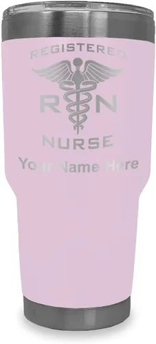 Miniatura 29 de LaserGram Vaso aislado al vacío de 20 onzas, enfermera registrada RN, grabado personalizado incluido (negro)