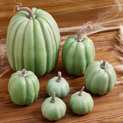 Miniatura 3 de woshilaocai 7 calabazas artificiales para decoración de cosecha de otoño, Acción de Gracias/Halloween, vacaciones, decoración de casa de campo