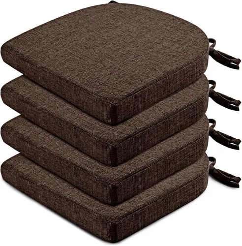 Miniatura 25 de Wellsin Cojines para sillas de comedor, 4 unidades, cojines para sillas de cocina con lazos y base antideslizante, almohadillas para sillas de Azul