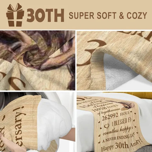 Miniatura 6 de Regalos de 30º Aniversario de Bodas para Parejas, Decoraciones de 30º Aniversario, Regalos de Manta de 30º Aniversario para Esposo Esposa Ella Él