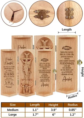 Miniatura 2 de Jesuspirit - Decoración cristiana, estatuas católicas de madera, escultura Familia de Belén, Estatua de Jesús, Estatua de la Virgen María, 2-B