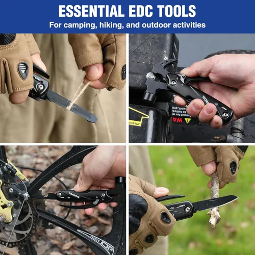 Miniatura 7 de WORKPRO Multitool-Herramientas de camping 12 en 1 con mini martillo-EDC Gear Multi Herramientas Martillo con bloqueo de seguridad y bolsa, Mini