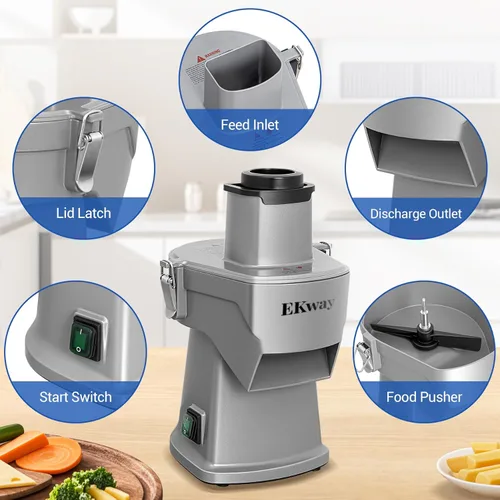 Miniatura 6 de Picador comercial de verduras 4 en 1, procesador de alimentos para rebanar, triturar en cubitos y cortar, con guantes resistentes a cortes, para uso