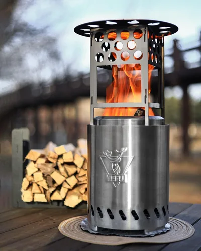 Miniatura 7 de YEFU Deflector de calor para fogata para estufa Solo Mesa, difusor de calor portátil para fogata de mesa de 5 pulgadas, captura y redirige el calor