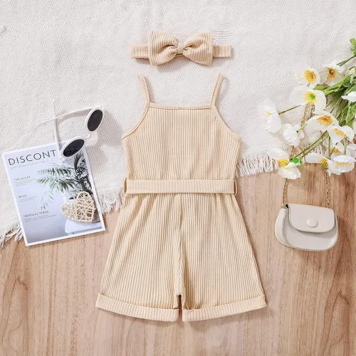 Miniatura 9 de CETEPY Ropa de bebé niña pequeña trajes de verano sin mangas overol halter de una pieza diadema