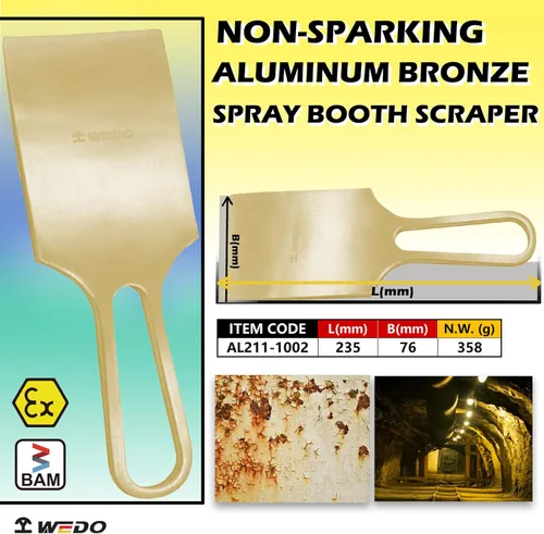 Miniatura 2 de WEDO Raspador de cabina de pulverización sin chispas de 9 pulgadas de longitud, raspador de cabina de pulverización de seguridad sin chispas, bronce