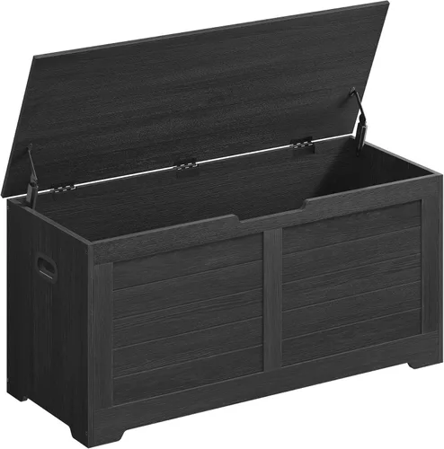 Miniatura 10 de VASAGLE Baúl de almacenamiento, banco de almacenamiento con 2 bisagras de seguridad, estilo casa de campo, 15.7 x 39.4 x 18.1 pulgadas, para Blanco