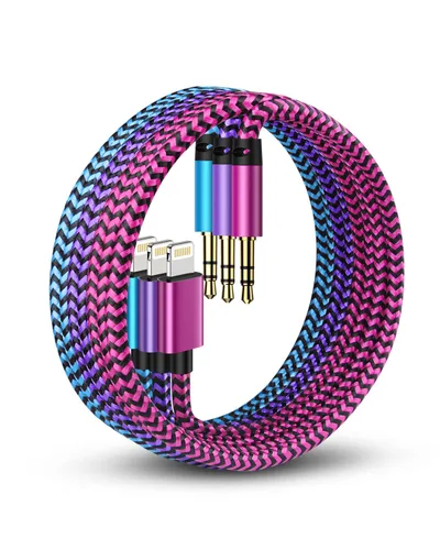Miniatura 10 de Cable auxiliar para iPhone, cable de audio Lightning de 3.5mm con espiral, cable auxiliar macho certificado MFi de Apple para iPhone 14 Pro Max 13