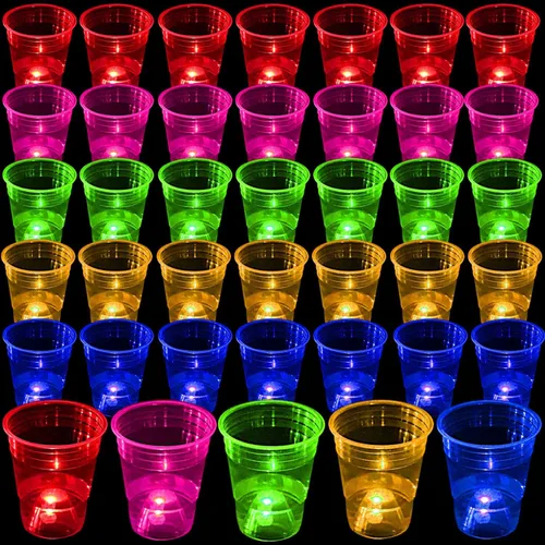 40 Piezas Vasos de Fiesta Brillantes para Interiores y Exteriores, Vasos de Obsequio para Suministros de Fiesta, 5 Vasos Multicolor Brillantes que