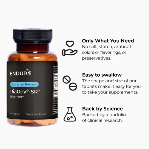 Miniatura 5 de ENDUR-RIAGEV - Ribosa + B3 - SR (liberación sostenida) 600 mg - ribósido (NR) - NAD+ Booster, niacinamida y ribosa para energía celular y apoyo al