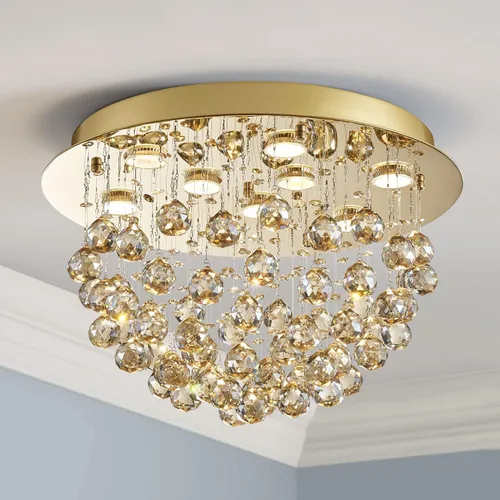 Miniatura 13 de Saint Mossi - Lámpara de araña de cristal K9 moderna de 9 luces, montaje empotrado, perfecto para comedor, baño, dormitorio, base de bombilla E12