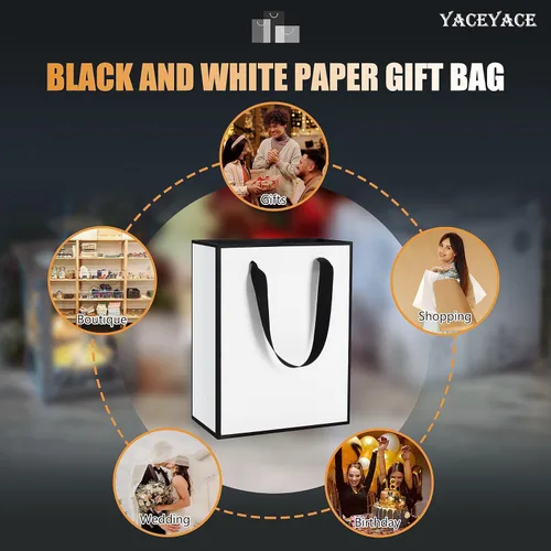 Miniatura 7 de Bolsas de regalo de tamaño mediano, venta al por menor, mercancía Blanco Negro
